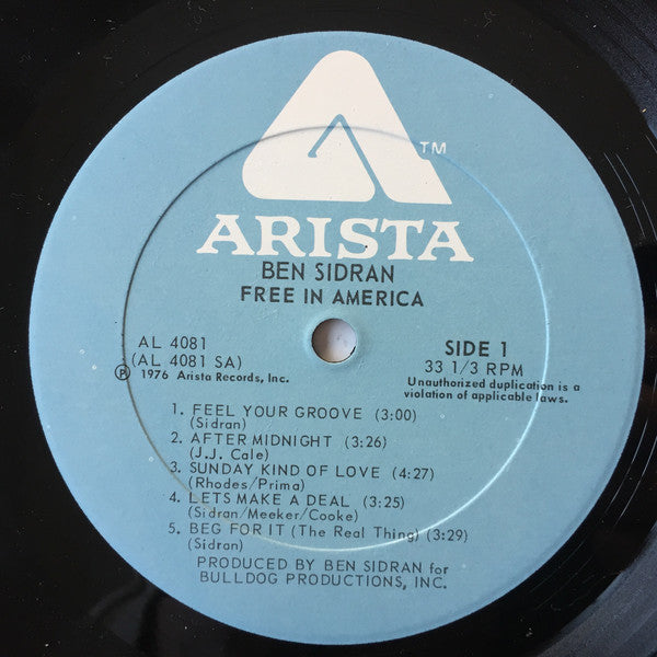 Ben Sidran - Free In America - LP