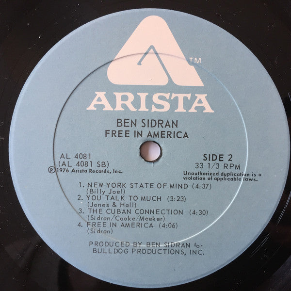 Ben Sidran - Free In America - LP