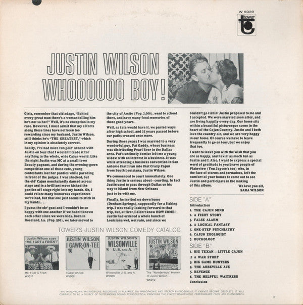 Justin Wilson - Whoooo Boy - LP