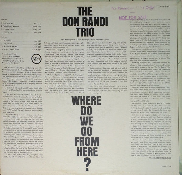 The Don Randi Trio* - Where Do We Go From Here? - LP