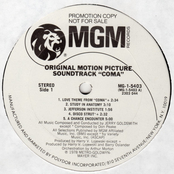 Jerry Goldsmith - Coma (Original Motion Picture Soundtrack) - LP