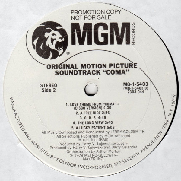 Jerry Goldsmith - Coma (Original Motion Picture Soundtrack) - LP