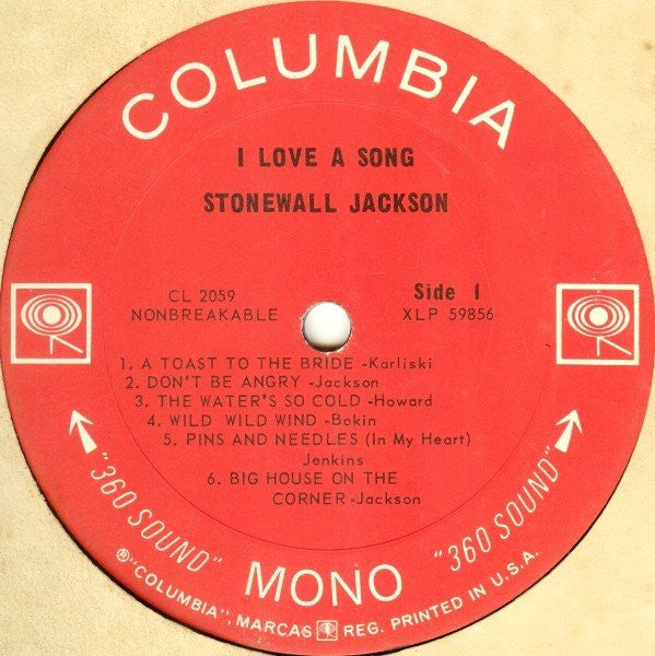 Stonewall Jackson - I Love A Song - LP