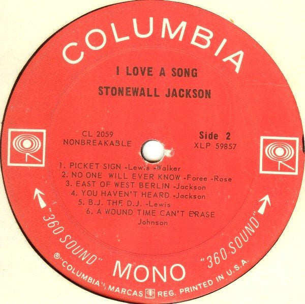 Stonewall Jackson - I Love A Song - LP