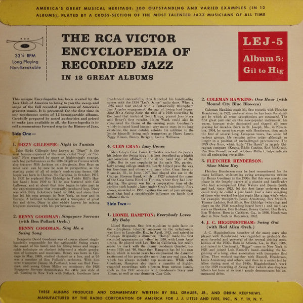 Various - The RCA Victor Encyclopedia Of Recorded Jazz: Album 5 - Gil To Hig - LP