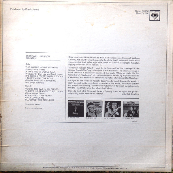 Stonewall Jackson - Stonewall Jackson Country - LP
