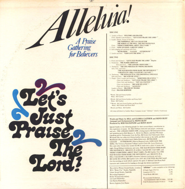 Bill & Gloria Gaither, Ronn Huff - Alleluia! A Praise Gathering for Believers - LP