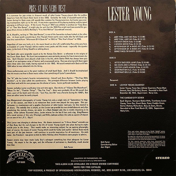 Lester Young - Pres At His Very Best - LP