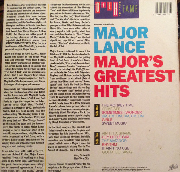 Major Lance - Major's Greatest Hits - LP