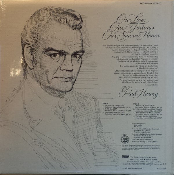 Paul Harvey  - Our Lives, Our Fortunes, Our Sacred Honor - LP