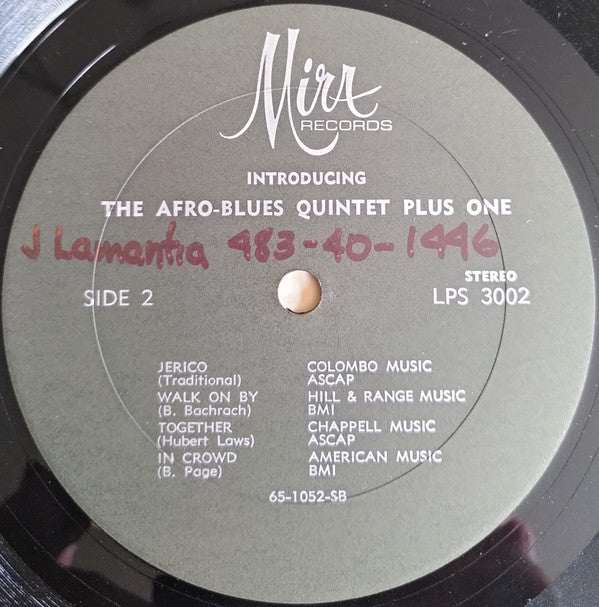 The Afro Blues Quintet Plus One - Introducing - LP