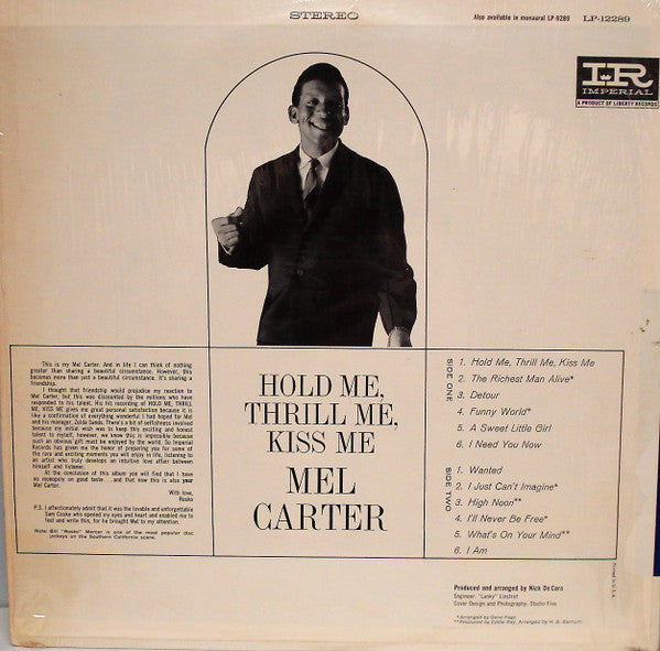 Mel Carter - Hold Me, Thrill Me, Kiss Me - LP