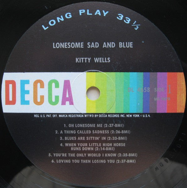 Kitty Wells - Lonesome Sad And Blue - LP