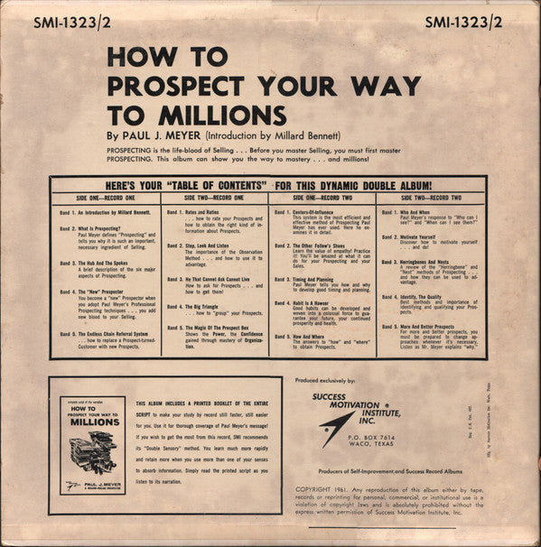 Paul J. Meyer - How To Prospect Your Way To Millions - LP