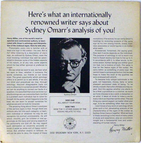 Sydney Omarr - Capricorn: December 22 to January 19 - LP