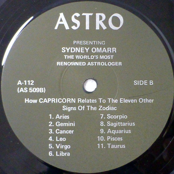 Sydney Omarr - Capricorn: December 22 to January 19 - LP