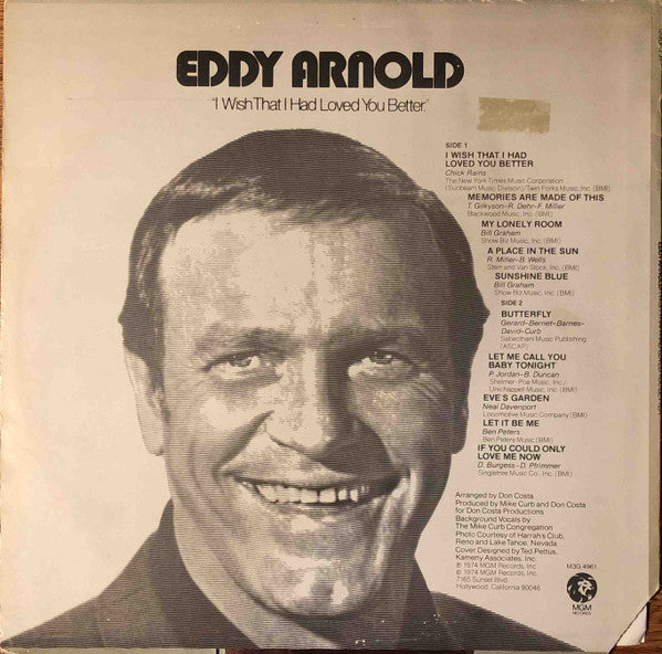 Eddy Arnold - I Wish That I Had Loved You Better - LP