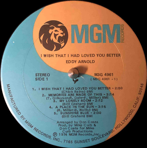 Eddy Arnold - I Wish That I Had Loved You Better - LP