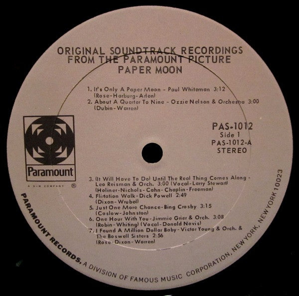 Various - Paper Moon: Original Recordings Featured In The Soundtrack - LP