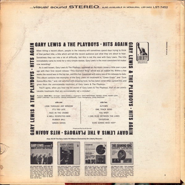 Gary Lewis & The Playboys - Hits Again! - LP