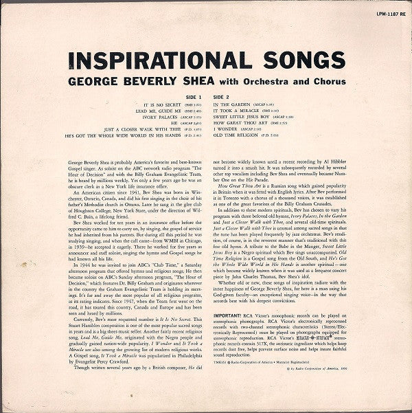 George Beverly Shea - Inspirational Songs - LP