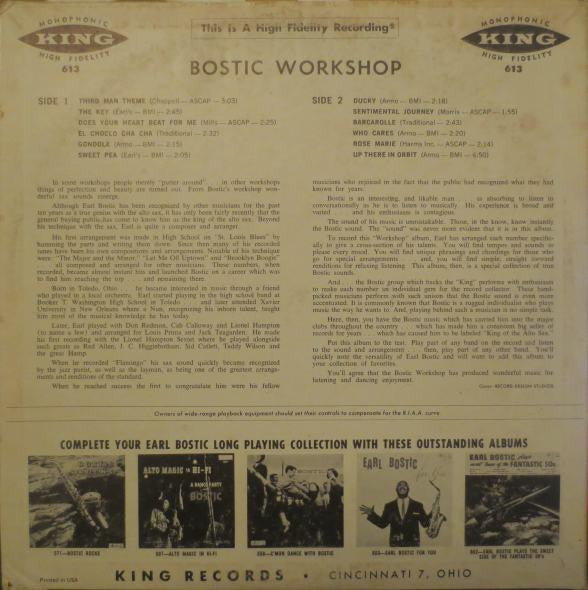 Earl Bostic - Dance Music From The Bostic Workshop - LP