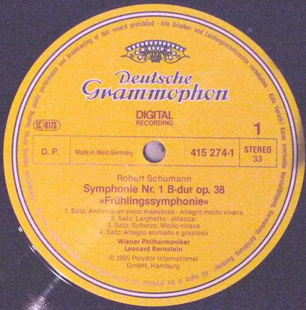 Schumann*, Wiener Philharmoniker, Leonard Bernstein - Symphonien No. 1 »Frühlingssymphonie = Spring = Le Printemps« • No. 4 - LP
