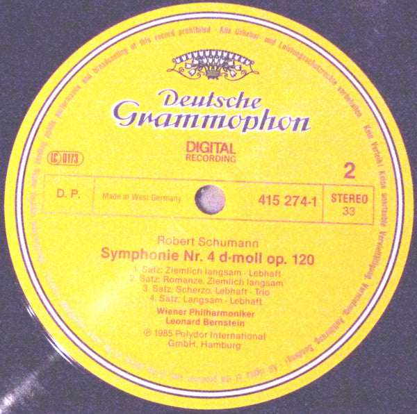 Schumann*, Wiener Philharmoniker, Leonard Bernstein - Symphonien No. 1 »Frühlingssymphonie = Spring = Le Printemps« • No. 4 - LP