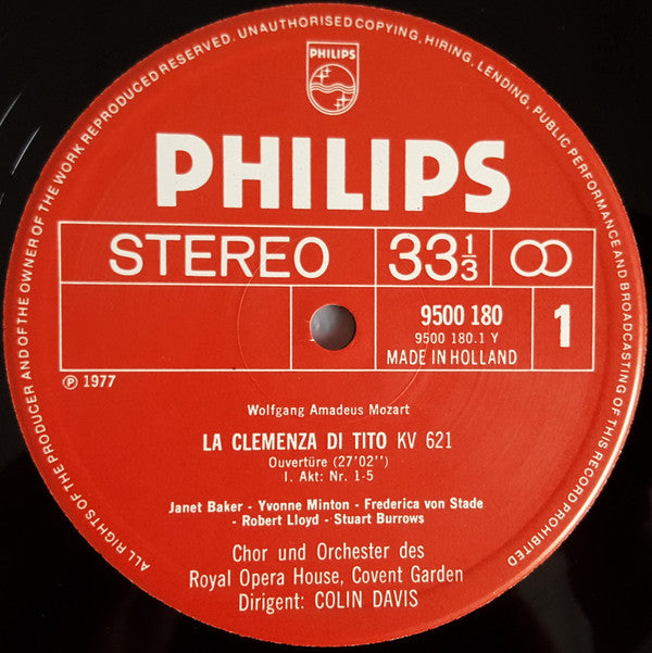 Mozart* - Colin Davis*, Baker*, Minton*, Burrows*, Von Stade*, Popp*, Lloyd*, Orchestra* And Chorus Of The Royal Opera House, Covent Garden - La Clemenza Di Tito - LP