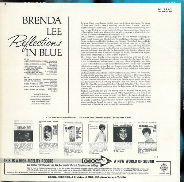 Brenda Lee - Reflections In Blue - LP