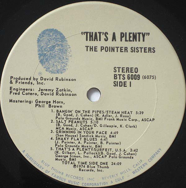 The Pointer Sisters* - That's A Plenty - LP