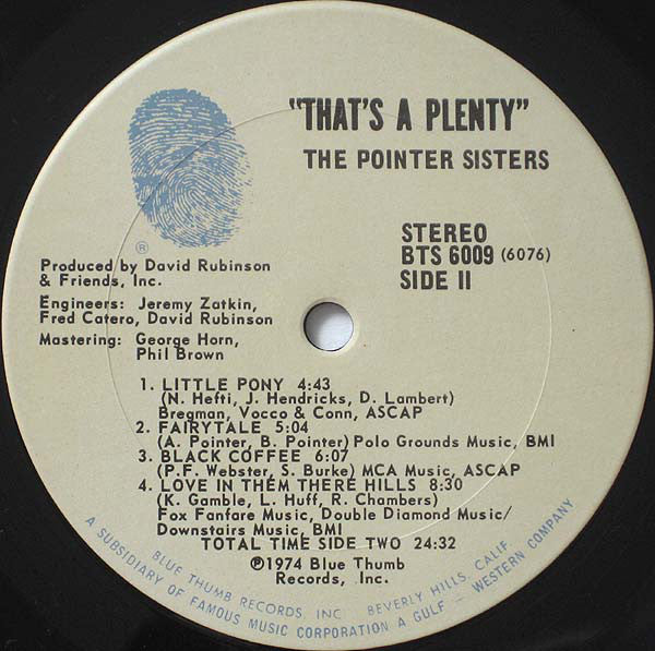 The Pointer Sisters* - That's A Plenty - LP