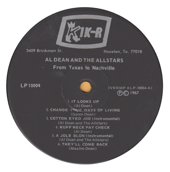 Al Dean And The Allstars* - From Texas To Nashville - LP