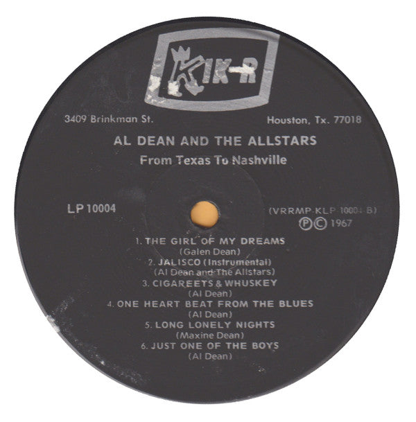 Al Dean And The Allstars* - From Texas To Nashville - LP