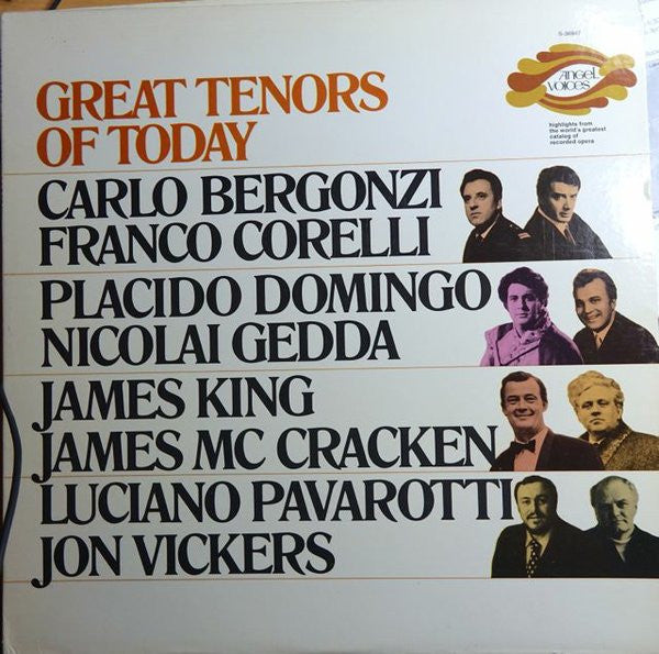 Carlo Bergonzi, Franco Corelli, Placido Domingo, Nicolai Gedda, James King , James McCracken, Luciano Pavarotti, Jon Vickers - Great Tenors Of Today - LP
