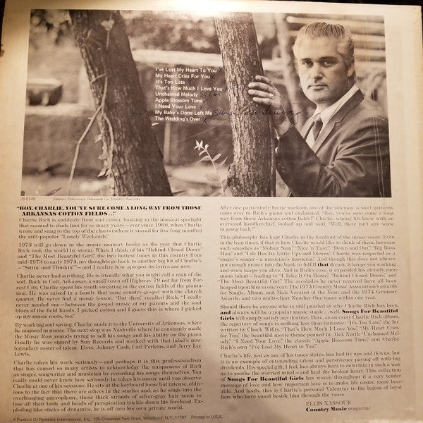 Charlie Rich - Songs For Beautiful Girls - LP