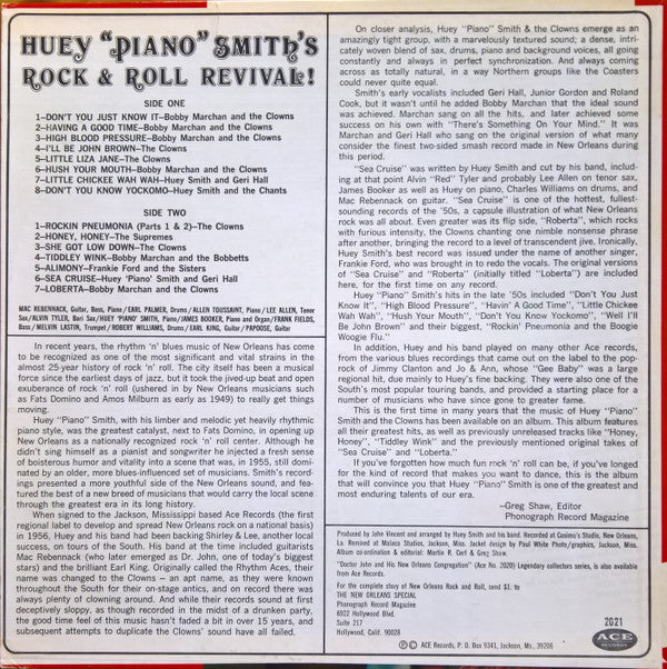 Huey "Piano" Smith - Huey "Piano" Smith's Rock & Roll Revival! - LP