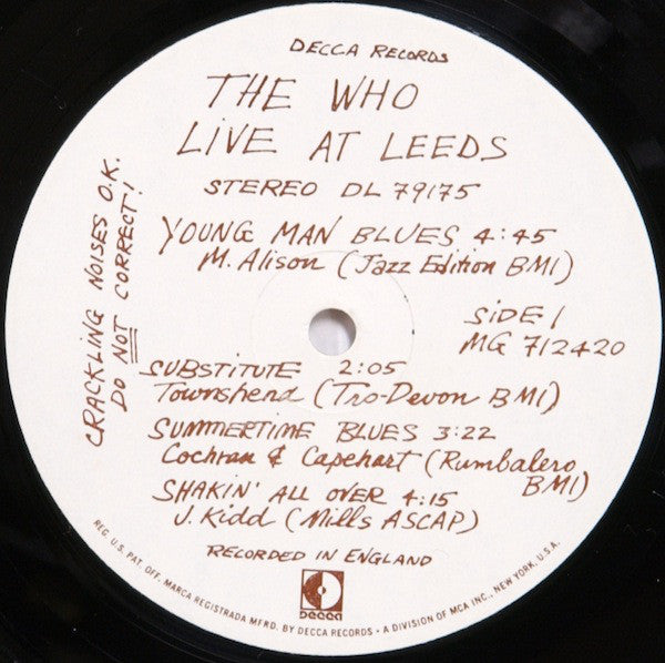 The Who - Live At Leeds - LP