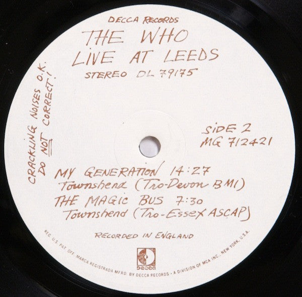 The Who - Live At Leeds - LP