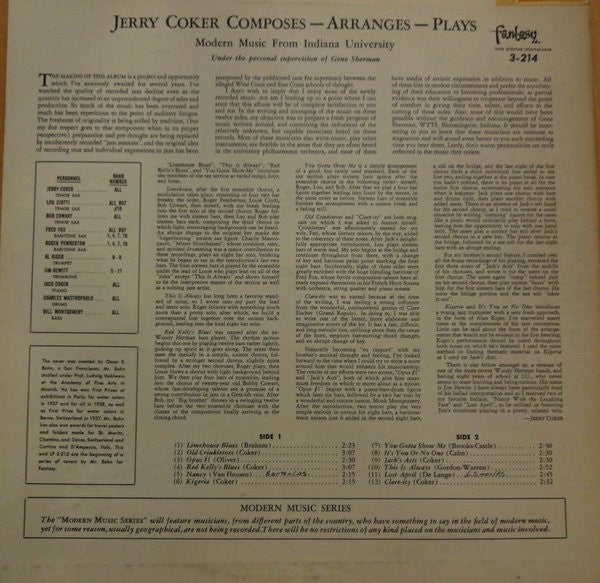 Jerry Coker - Modern Music From Indiana University - LP