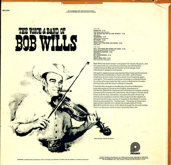 Bob Wills - The Voice & Band Of Bob Wills - LP