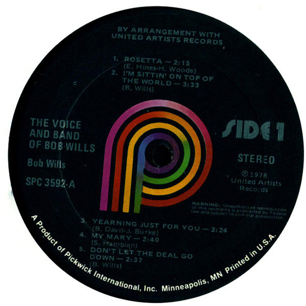 Bob Wills - The Voice & Band Of Bob Wills - LP