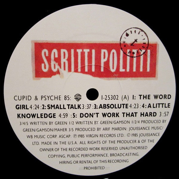 Scritti Politti - Cupid & Psyche 85 - LP