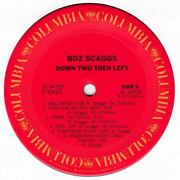 Boz Scaggs - Down Two Then Left - LP