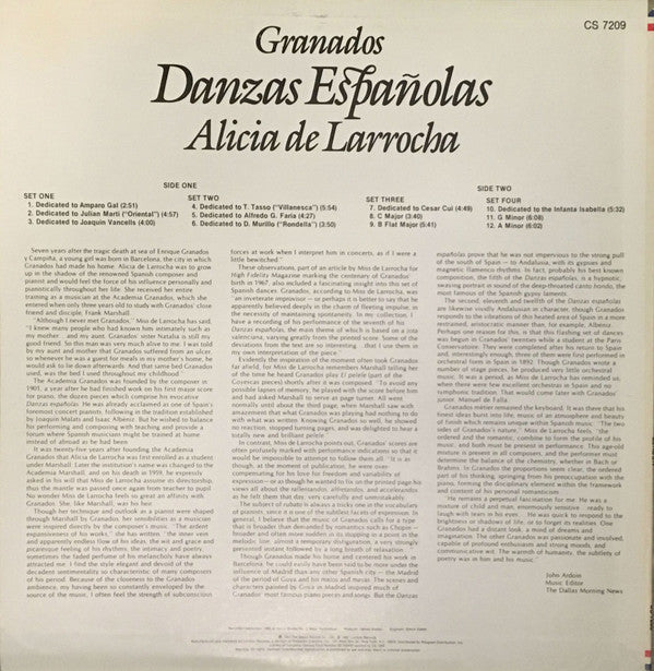 Granados*, Alicia De Larrocha - Danzas Españolas - LP