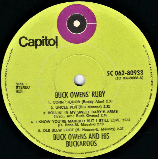 Buck Owens And The Buckaroos* - Buck Owens' Ruby - LP