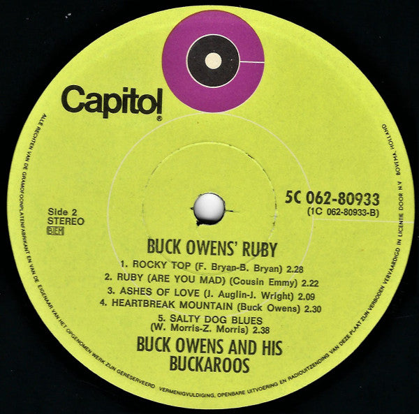 Buck Owens And The Buckaroos* - Buck Owens' Ruby - LP