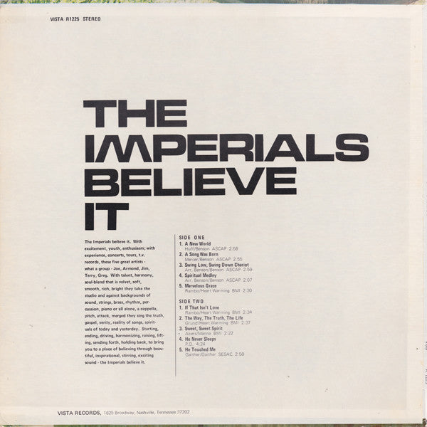 The Imperials* - Believe It - LP