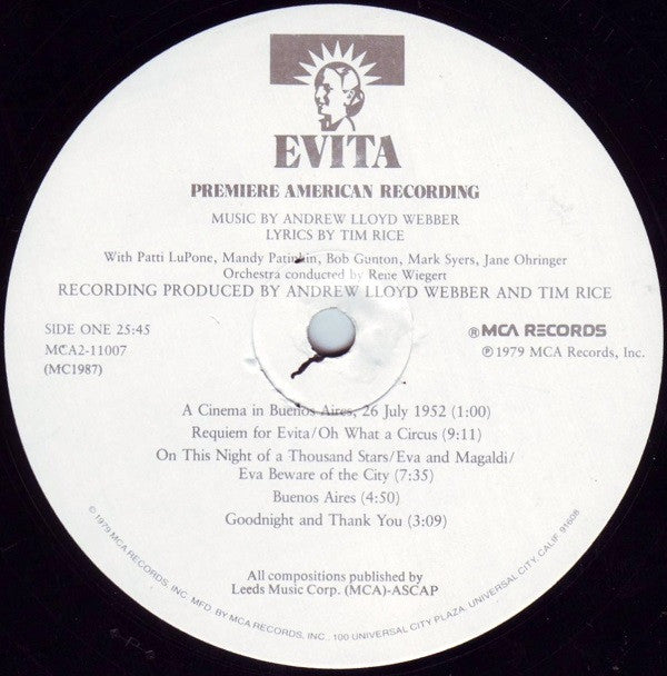 Andrew Lloyd Webber And Tim Rice - Evita: Premiere American Recording - LP
