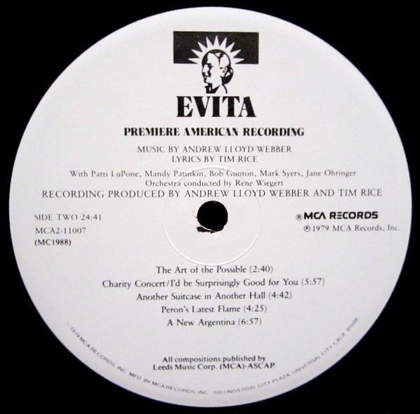 Andrew Lloyd Webber And Tim Rice - Evita: Premiere American Recording - LP